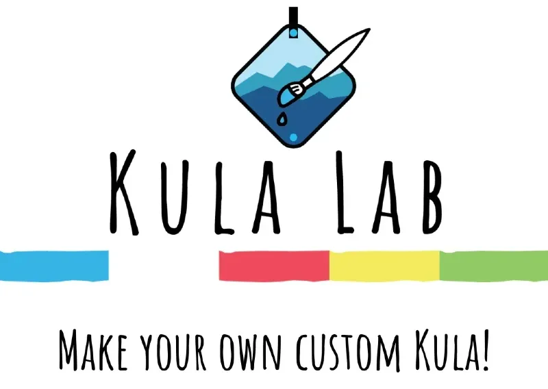 A graphic showing the Kula Lab logo with a paintbrush, inviting people to make their own custom Kula Cloth.