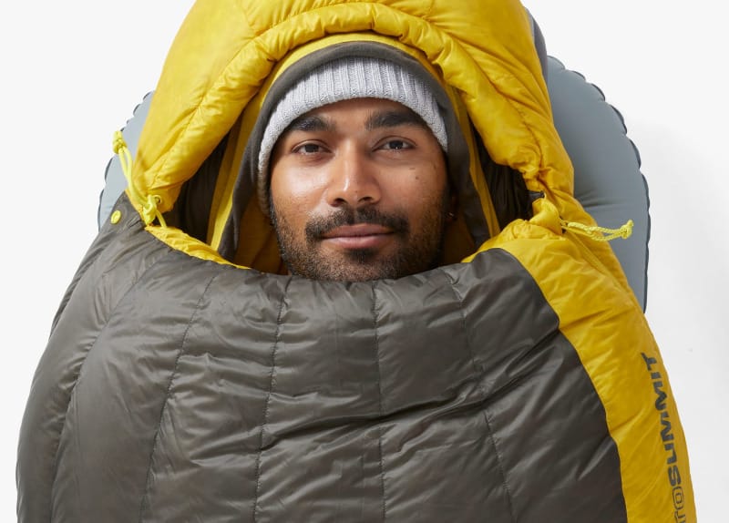 stock image of man in sea to summit sleeping bag 2025 anniversary sale image