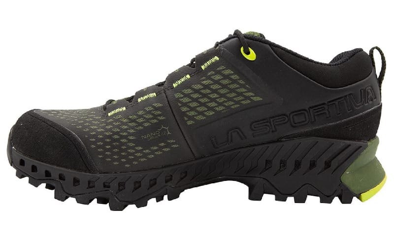 Product photo of the La Sportiva Spire GTX hiking boot showing rugged tread and breathable mesh upper.