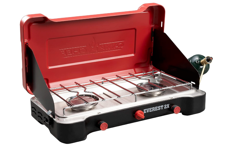 Camp Chef Everest 2X propane stove highlighted in Amazon holiday gift guide for campers 2025.