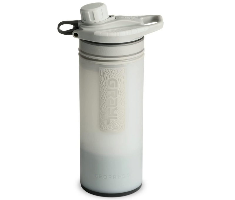 GRAYL GeoPress purifier bottle in gray featured as top Amazon Prime outdoor gift 2025.