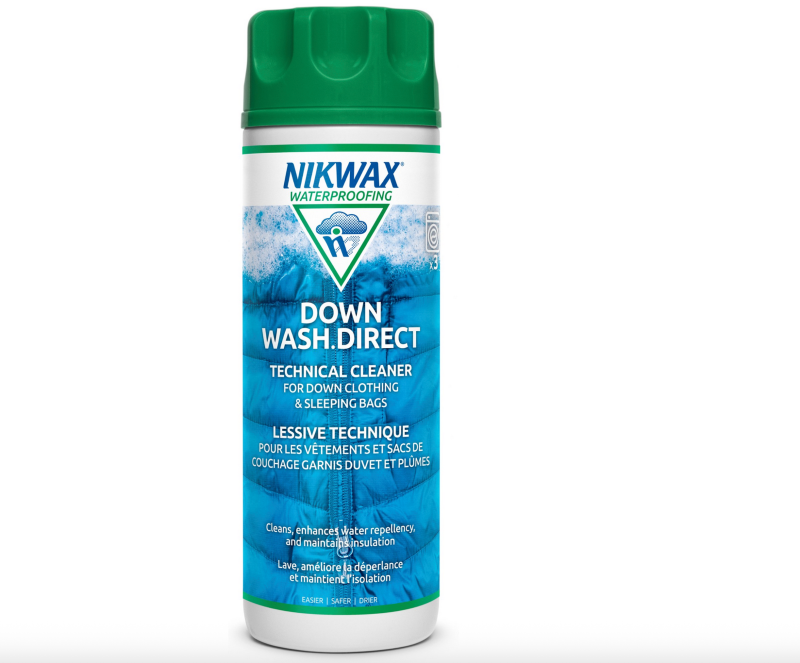 Nikwax Down Wash Direct technical cleaner for down jackets and sleeping bags.