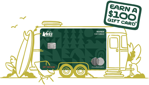 a logo featuring the REI Mastercard to save big on your membership.
