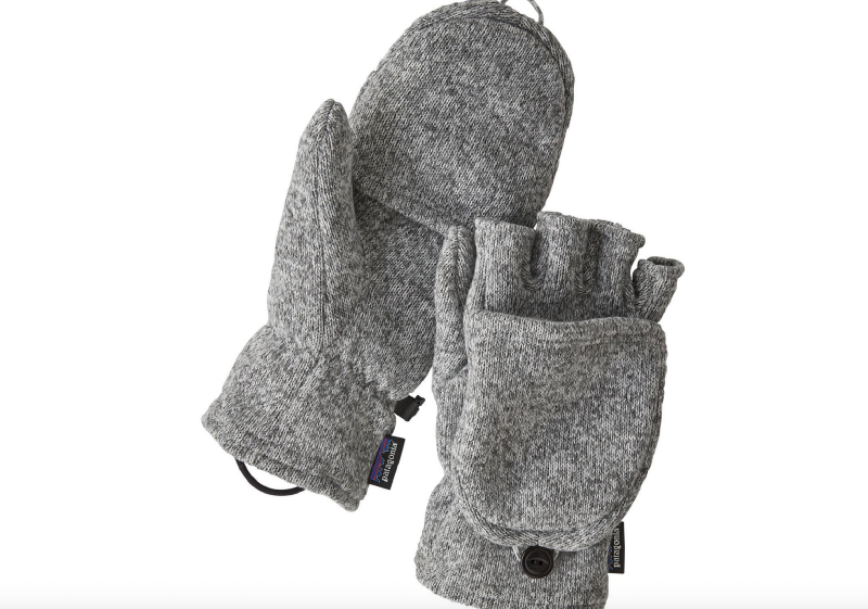 Pair of Patagonia Better Sweater Gloves made from warm knit fleece, designed for hiking, everyday wear, and cold-weather layering.