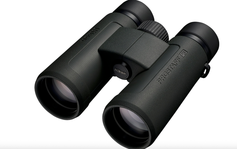 “Black Nikon ProStaff P3 binoculars designed for beginner birding and national park wildlife viewing.”