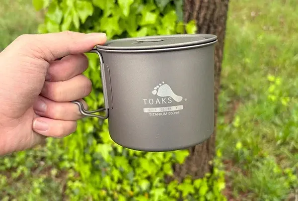 TOAKS titanium pot from a women-influenced ultralight outdoor brand.