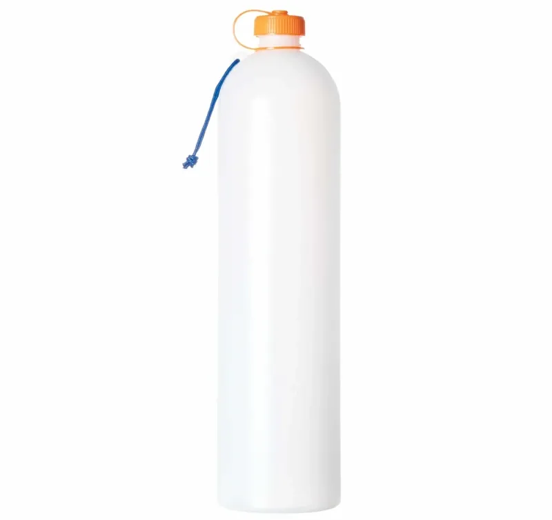 Studio product photo of the CNOC Outdoors ThruBottle standing upright with orange cap.