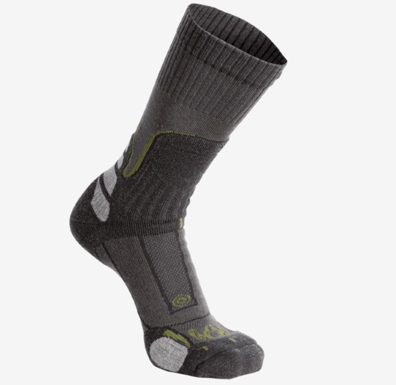 ULTRA Merino midweight mountain hiking sock made with NuYarn merino wool, featuring a tall crew height, targeted cushioning, and breathable performance construction.