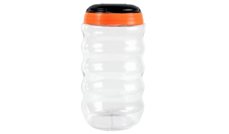 Grubcan Wave bear canister isolated on white background showing wave-shaped design and compact backpacking size