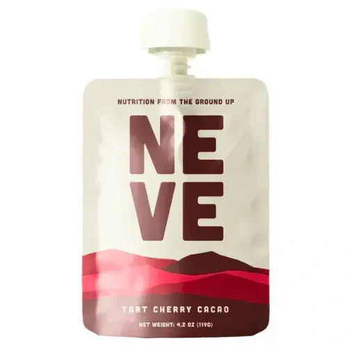 Single Neve Foods Tart Cherry Cacao smoothie pouch photographed against a clean background.