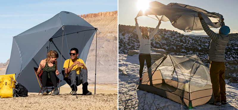 Sea to Summit Telos Freestanding Ultralight Tent pitched in a scenic alpine meadow at sunset, showing its tension ridge design and lightweight build.